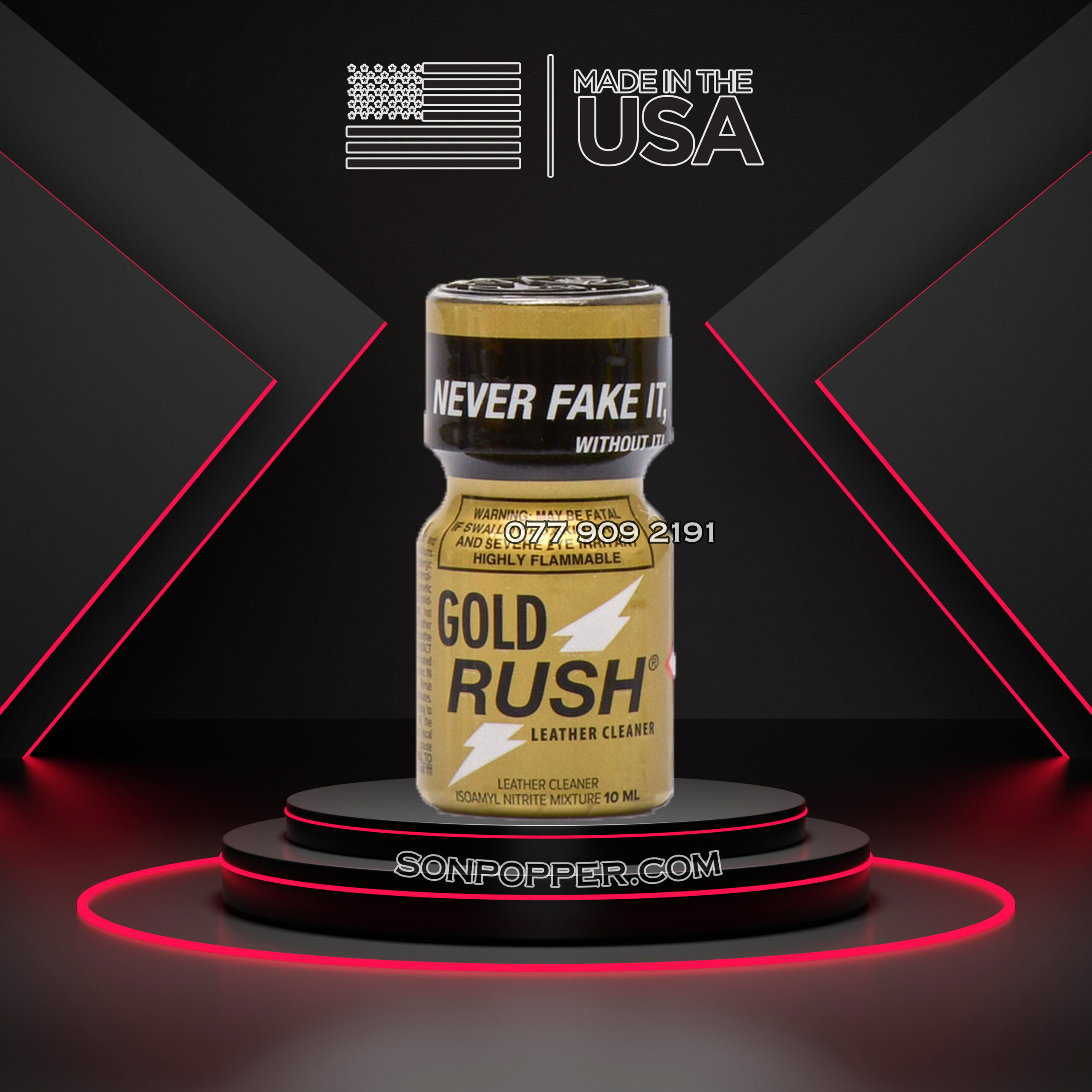 Red light round podium and black background for mock up, 3D rend